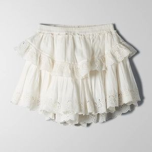 Aritzia Sunday Best White Tiered Ruffle Mini Skirt